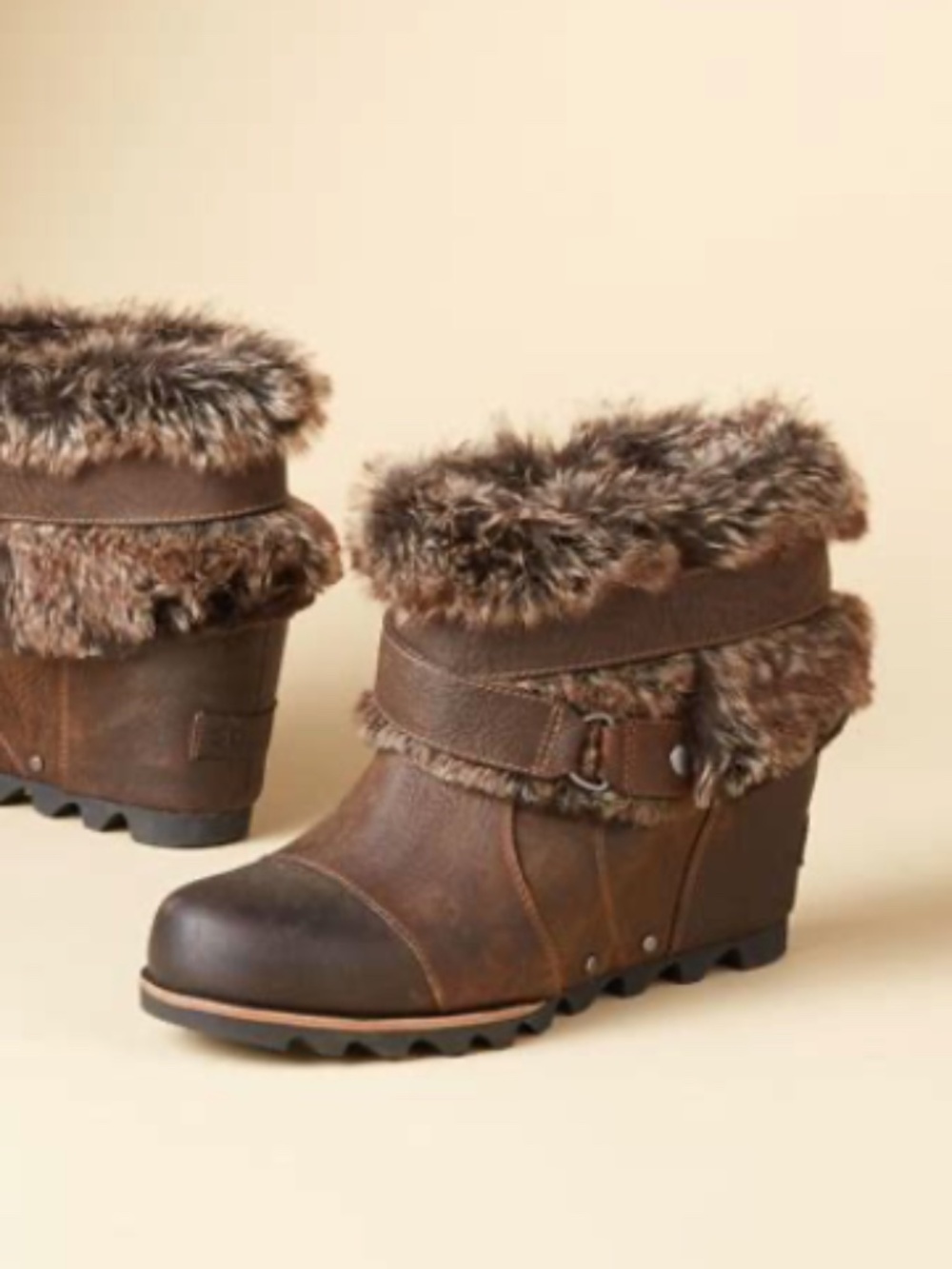 Sorel Joan of Arctic Wedge Brown Winter Ankle Boots SZ9